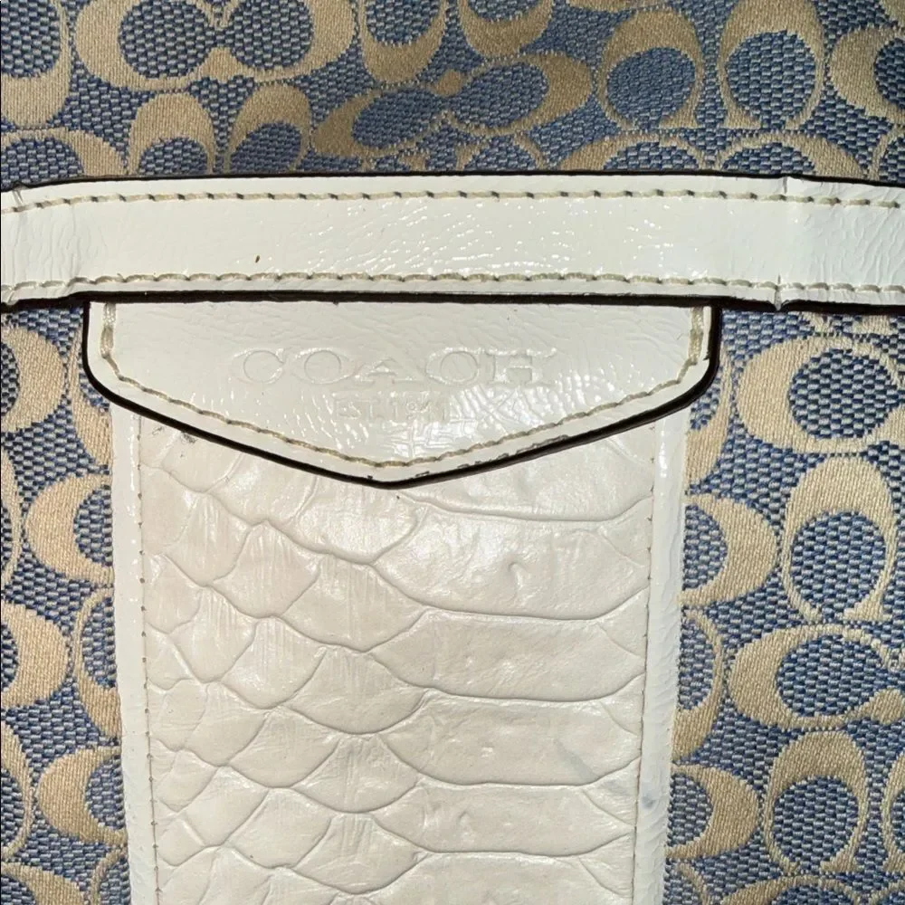 Coach Signature Canvas Shoulder Tote in Beige and Cream